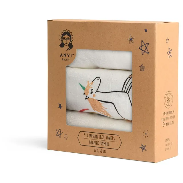 Anvi Baby - Face Cloth - Pack of 3 - Unicorn