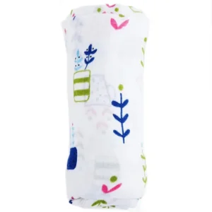 Anvi Baby Organic Bamboo Swaddle – White/Grey – 3pcs
