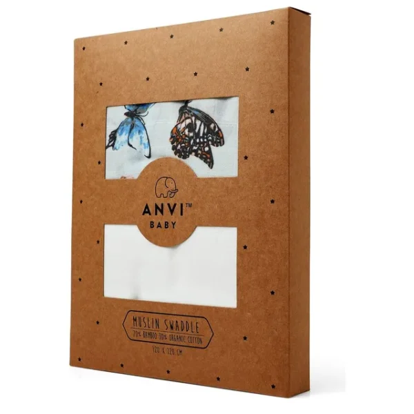 Anvi Baby Organic Bamboo Swaddle – White/Grey – 3pcs