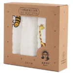 Anvi Baby – Organic Muslin Face Cloth 3pc – Yellow Creatures