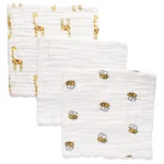 Anvi Baby – Organic Muslin Face Cloth 3pc – Yellow Creatures