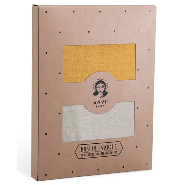 Anvi Baby – Organic Muslin Swaddle 2pc – Smoky Sun