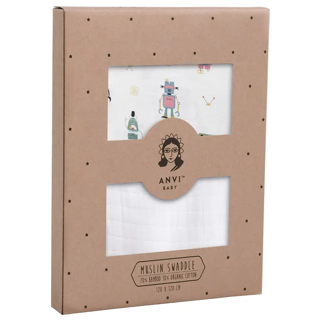 Anvi Baby - Set Of 2 Organic Bamboo Swaddle - Lunar Robots