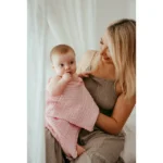 Anvi Baby – Set Of 2 Organic Muslin Bath Towel- Pink & White