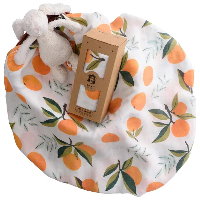 Anvi Baby - Bamboo Muslin Swaddle Wrap Tangerine Heaven