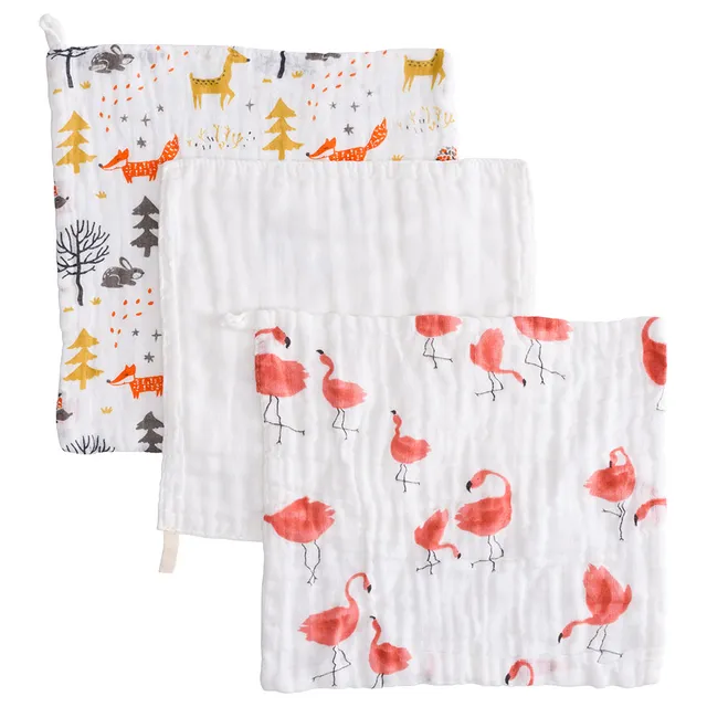 Anvi Baby - Organic Face & Burp Cloth / Towel - Flamingo & Fox