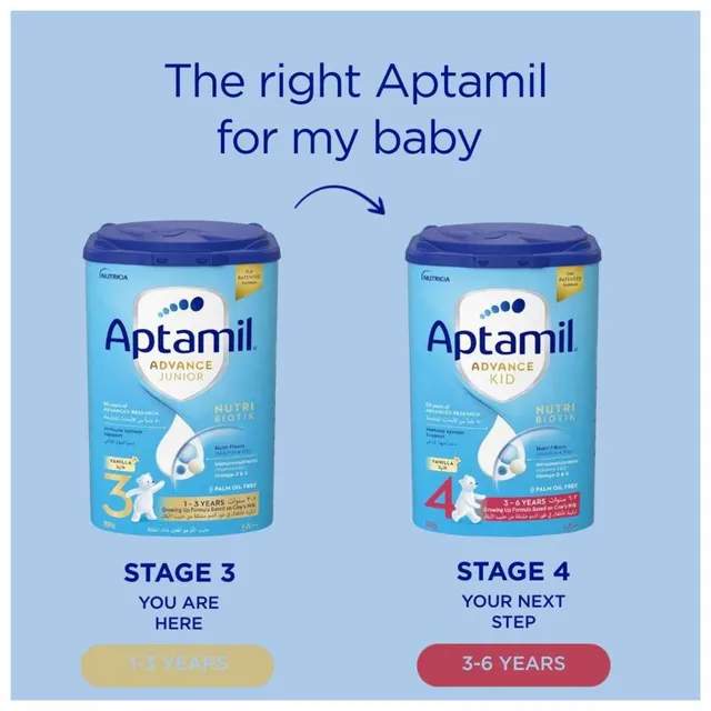 Aptamil advance junior 3 milk formula palm oil free 1-3 years 800 g each pack of 3