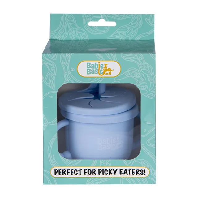 Babies Basic - 2 in 1 Silicone Cup with Straw or a Snack Lid - Blue