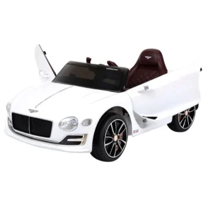 Bentley 12V Ride-On Car for Kids – White – Licensed Electric Vehicle with Remote Control, Music & LED Lights
