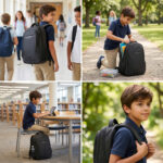 Eazy Kids – 16” Backpack w/ Universal School Bag Trolley – Black