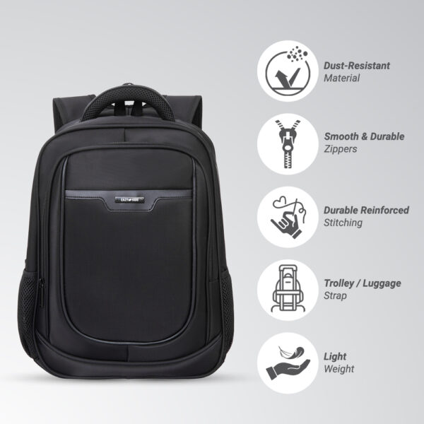 Eazy Kids – 16” Backpack w/ Universal School Bag Trolley – Black