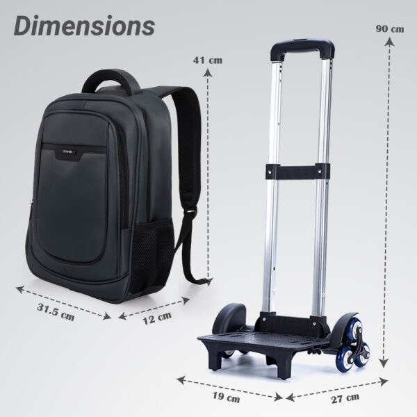 Eazy Kids – 16” Backpack w/ Universal School Bag Trolley – Grey