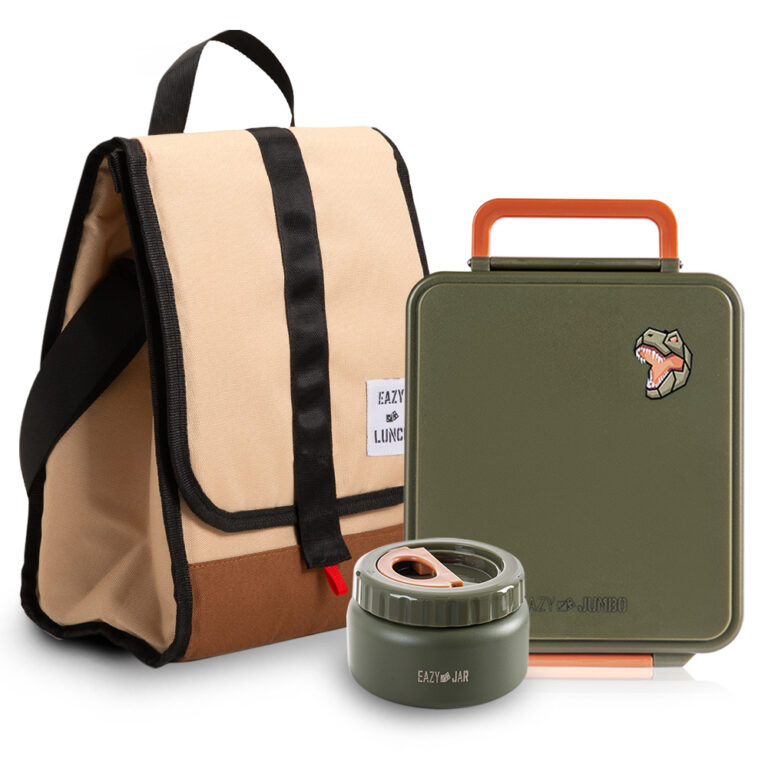 Eazy Kids - Insulated Lunch Bag w/ Jumbo Bento Lunch Box – Green