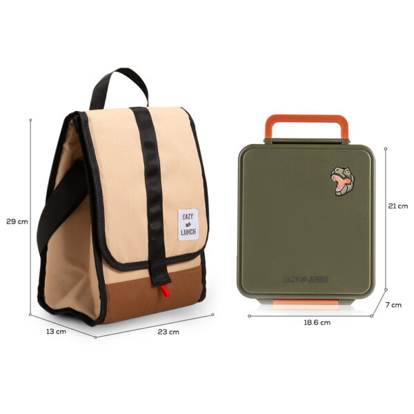 Eazy Kids – Insulated Lunch Bag w/ Jumbo Bento Lunch Box – Green