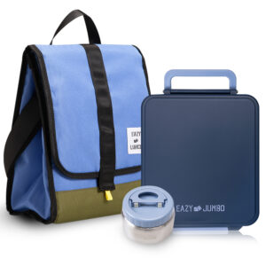 Eazy Kids – Insulated Lunch Bag w/ Jumbo Bento Lunch Box – Grey