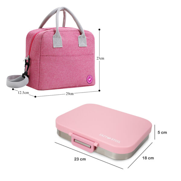 Eazy Kids – Premium Stainless Steel Lunch Box w/ Insulated Lunch Bag – Pink