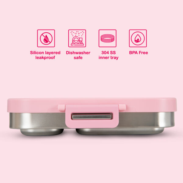 Eazy Kids – Premium Stainless Steel Lunch Box w/ Insulated Lunch Bag – Pink
