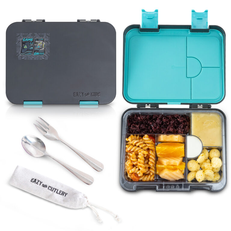 Eazy Kids - Convertible Bento Lunch Box w/ Insulated Lunch Bag – Game ON Grey