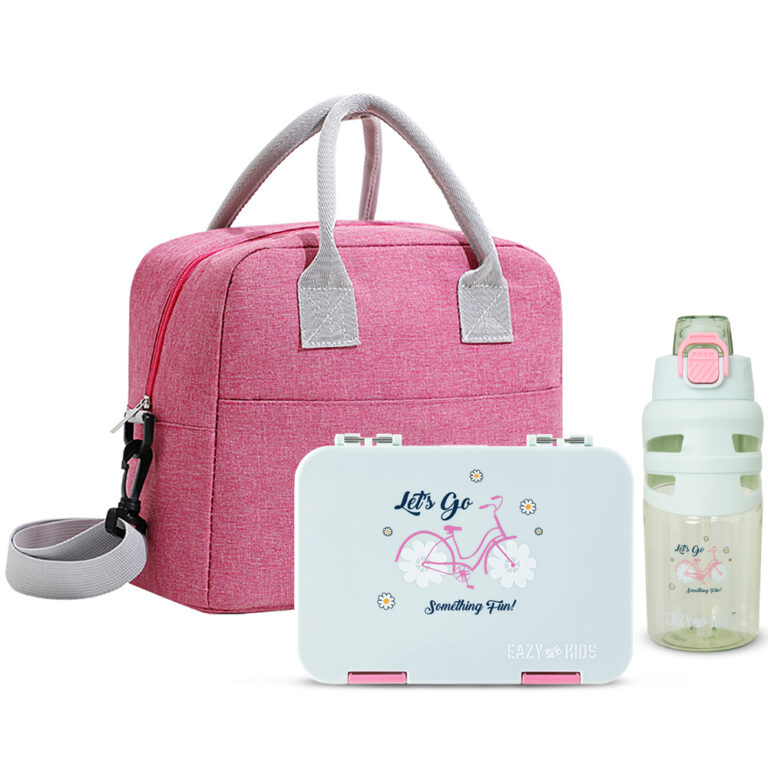 Eazy Kids - 4 Compartment Bento Lunch Box w/ Insulated Lunch Bag & Water Bottle 750ml – Bicycle Mint