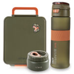 Eazy Kids – Jumbo Bento Lunch Box w/ Tritan Water Bottle 850ml – Olive Green