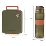 Eazy Kids – Jumbo Bento Lunch Box w/ Tritan Water Bottle 850ml – Olive Green