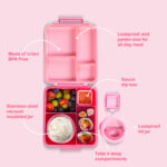 Eazy Kids – Insulated Lunch Bag w/ Jumbo Bento Lunch Box – Pink