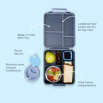 Eazy Kids – Insulated Lunch Bag w/ Jumbo Bento Lunch Box – Grey