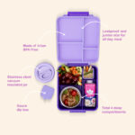 Eazy Kids – Insulated Lunch Bag w/ Jumbo Bento Lunch Box – Purple
