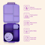 Eazy Kids – Insulated Lunch Bag w/ Jumbo Bento Lunch Box – Purple