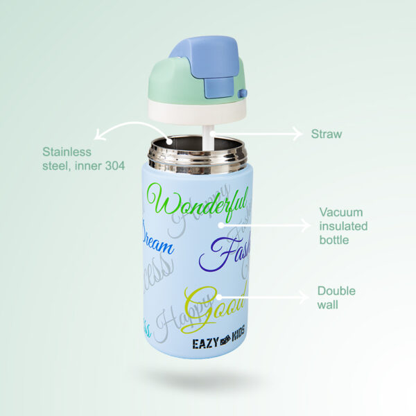 Eazy Kids  Premium Stainless Steel Lunch Box 710ml w/ Stainless Steel Water Bottle 445ml – Blue
