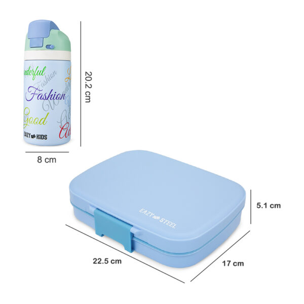 Eazy Kids  Premium Stainless Steel Lunch Box 710ml w/ Stainless Steel Water Bottle 445ml – Blue