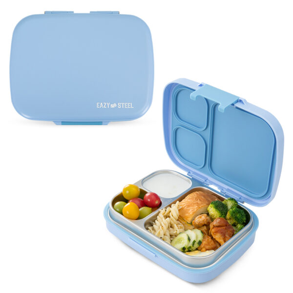 Eazy Kids  Premium Stainless Steel Lunch Box 710ml w/ Stainless Steel Water Bottle 445ml – Blue