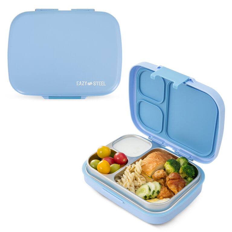 Eazy Kids  Premium Stainless Steel Lunch Box 710ml w/ Stainless Steel Water Bottle 445ml – Blue
