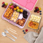 Eazy Kids – Convertible Bento Lunch Box w/ Insulated Stainless Steel Water Bottle 640ml – Life Pink