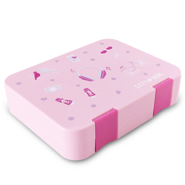 Eazy Kids – Convertible Bento Lunch Box w/ Insulated Stainless Steel Water Bottle 640ml – Life Pink
