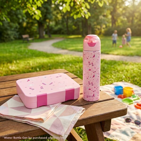 Eazy Kids – Convertible Bento Lunch Box w/ Insulated Stainless Steel Water Bottle 640ml – Life Pink