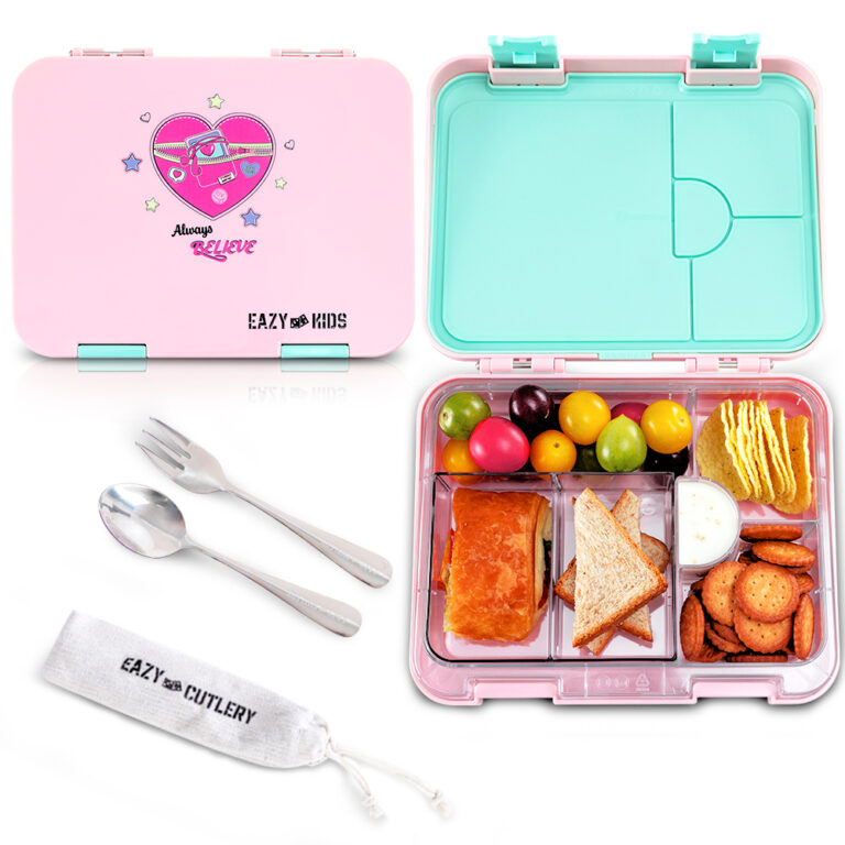 Eazy Kids Convertible Bento Lunch Box w/ Insulated Lunch Bag – Always Believe Pink