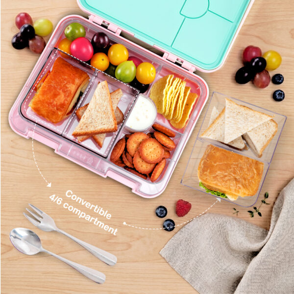 Eazy Kids Convertible Bento Lunch Box w/ Insulated Lunch Bag – Always Believe Pink