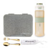 Eazy Kids – Convertible Bento Lunch Box w/ Tritan Water Bottle 850ml – Glitter Ivory