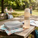 Eazy Kids – Convertible Bento Lunch Box w/ Tritan Water Bottle 850ml – Glitter Ivory