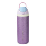 Eazy Kids – Convertible Bento Lunch Box w/ Glitter Stainless Steel Water Bottle 720ml – Glitter Purple