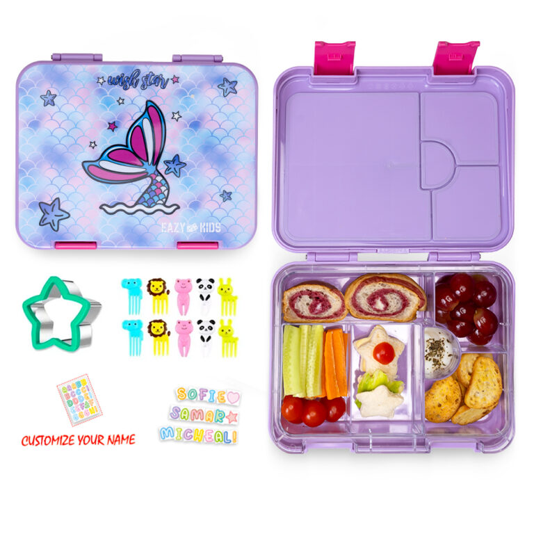 Eazy Kids - 17” Trolley School Backpack Set w/ Convertible Bento Lunch Box & Insulated Water Bottle – Mermaid Pink