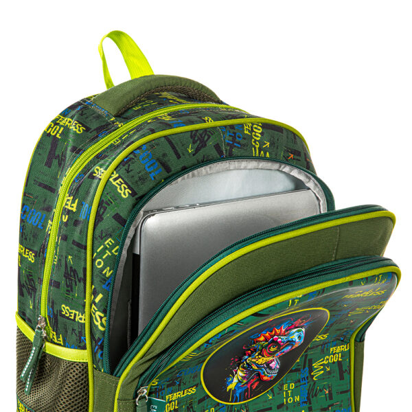 Eazy Kids – Dino School Bag Set w/ Bento Lunch Box & Spray Water Bottle – Green