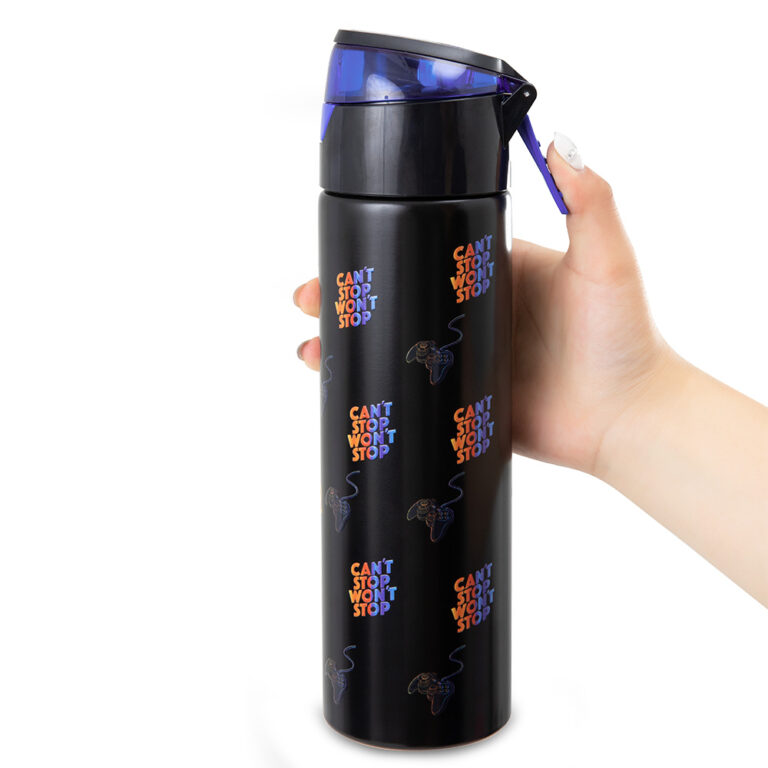 Eazy Kids - Convertible Bento Lunch Box w/ Insulated Stainless Steel Water Bottle 640ml – Gamer Black