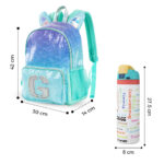 Eazy Kids – Girl Glitter School Bag Set w/ Stainless Steel Water Bottle – Green