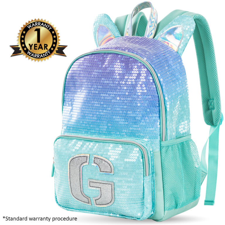 Eazy Kids - Girl Glitter School Bag Set w/ Stainless Steel Water Bottle – Green