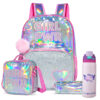 Eazy Kids – Girl Power School Bag Set w/ Stainless Steel Water Bottle – Pink