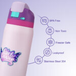 Eazy Kids – Girl Power School Bag Set w/ Stainless Steel Water Bottle – Pink