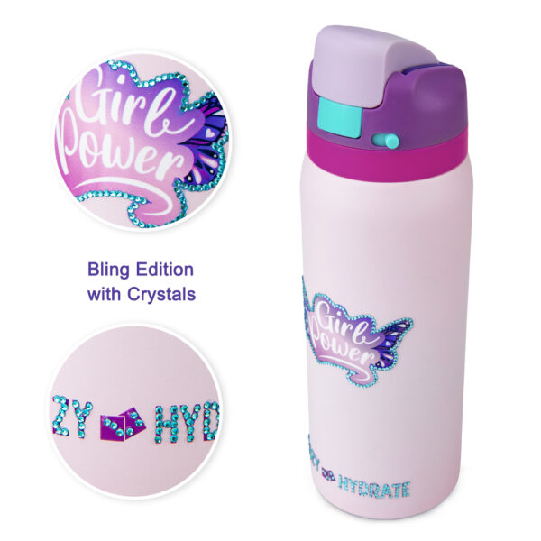 Eazy Kids – Girl Power School Bag Set w/ Stainless Steel Water Bottle – Pink