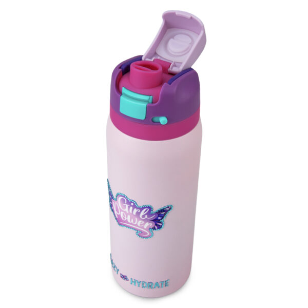 Eazy Kids – Girl Power School Bag Set w/ Stainless Steel Water Bottle – Pink